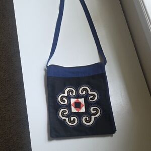 Stylish Black and Blue Embroidered Women's Bag